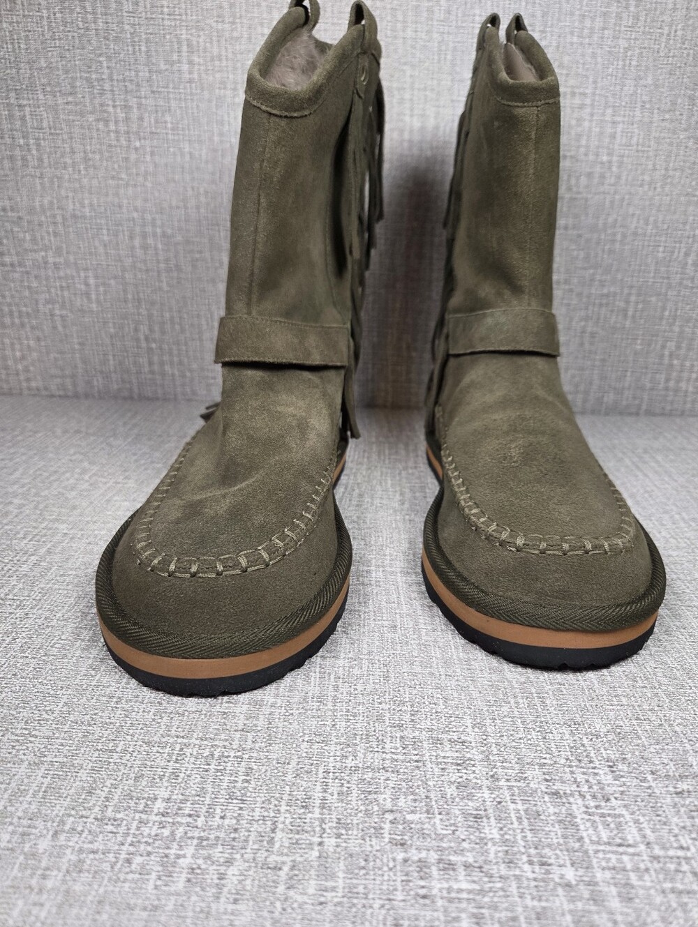 Free People NEW Faye Fringe Pull-On Boots Olive Green Suede Women's 9 $198 - Picture 4 of 11